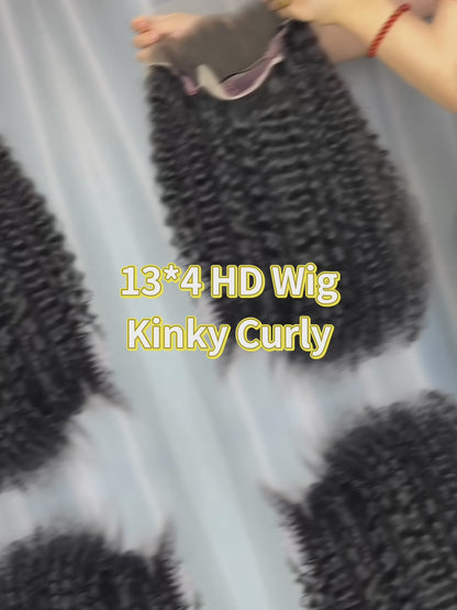 Top Raw A+ Pro Kinky Curly Transparent wig 13*4 13*6 Frontal  and 2*6 4*4 5*5 6*6 7*7 Closure  Wig  100% Human Raw Hair