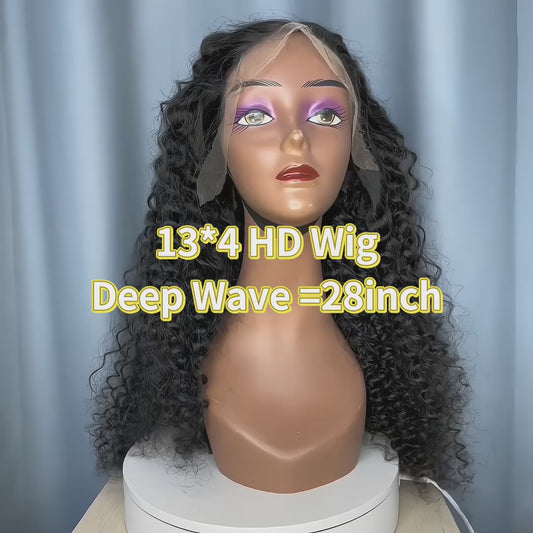 Top Raw A+ Pro Deep Wave HD wig 13*4 13*6 Frontal  and 2*6 4*4 5*5 6*6 7*7 Closure  Wig  100% Human Raw Hair