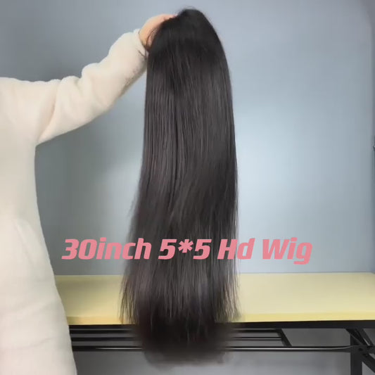 5*5  HD  Closure  Wig  100% Human Raw Hair Top Raw A+ PRO Straight Body Water loose Deep  Wave  Kinky  Curly